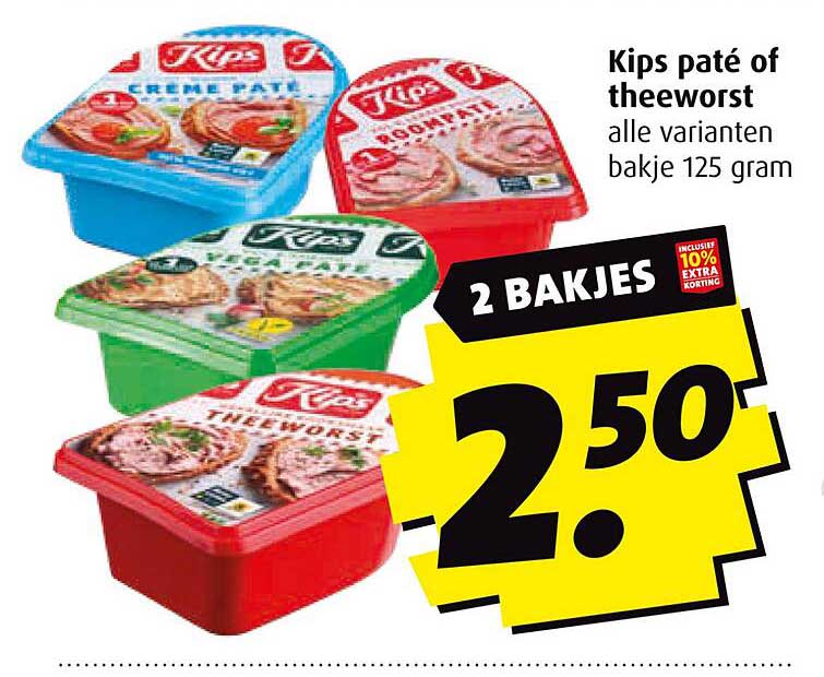 Kips paté of theeworst alle varianten bakje 125 gram