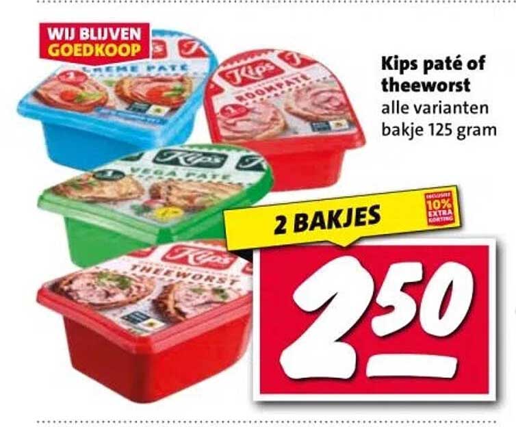 Kips paté of theeworst alle varianten bakje 125 gram