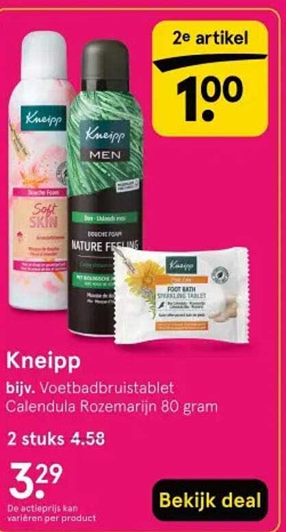 Kneipp Voetbadbruistablet Calendula Rozemarijn 80 gram