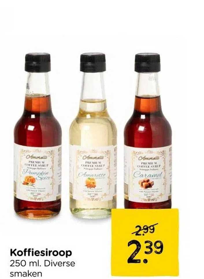 Koffiesiroop 250 ml. Diverse smaken