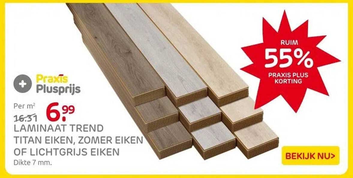 LAMINAAT TREND TITAN EIKEN, ZOMER EIKEN OF LICHTGRIJS EIKEN