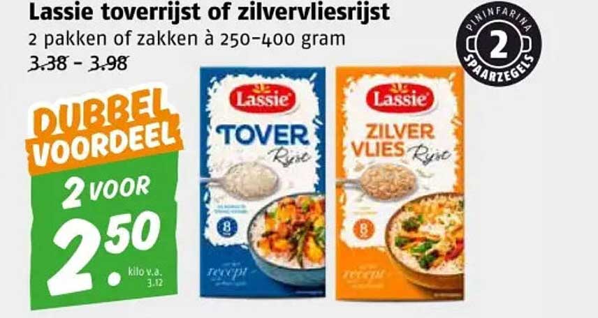 Lassie toverrijst of zilvervliesrijst - 2 voor €2,50