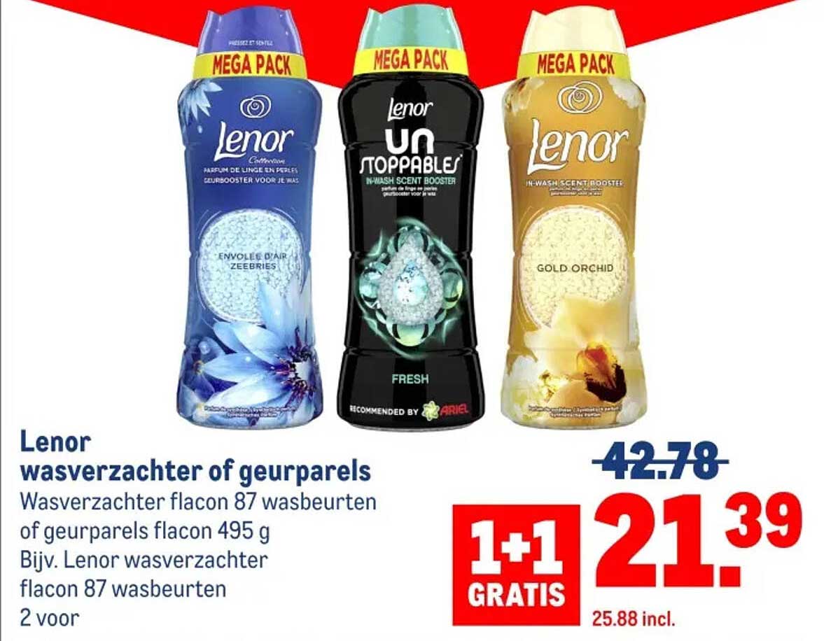 Lenor wasverzachter of geurlabels Mega Pack 2 voor