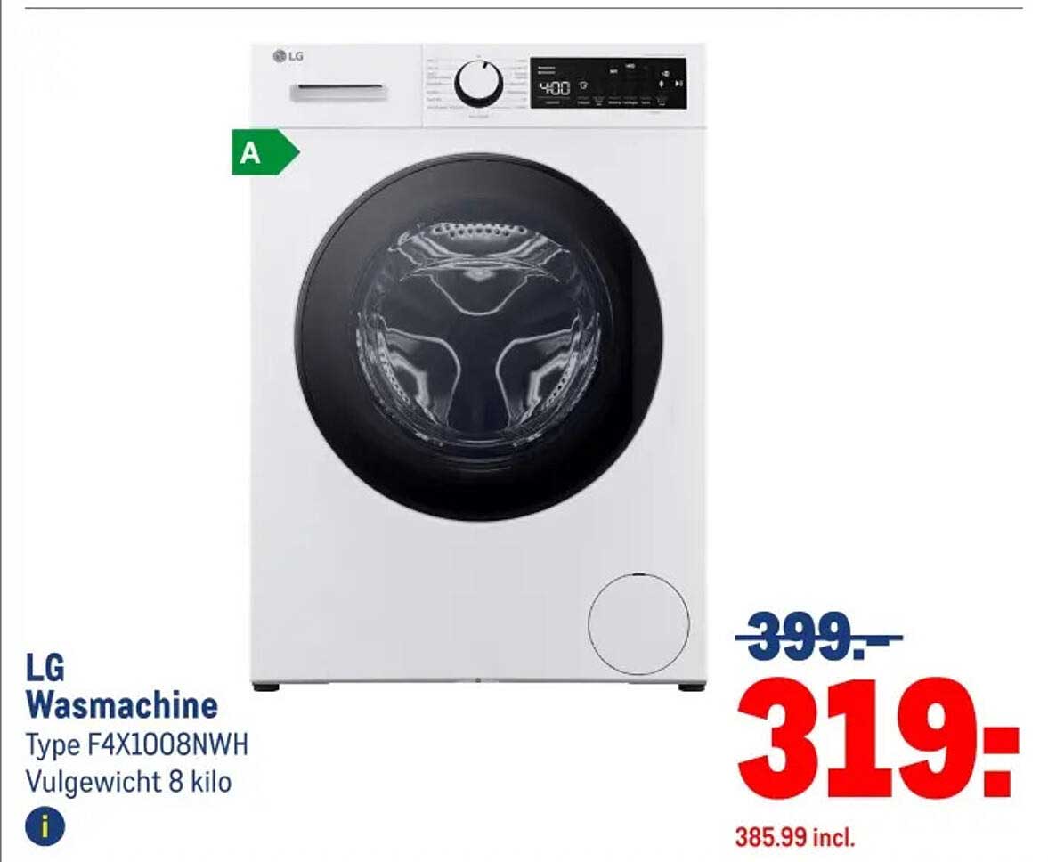 LG Wasmachine Type F4X1008NWH Vulgewicht 8 kilo