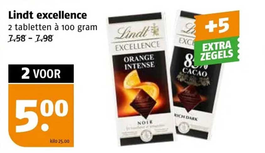 Lindt excellence 2 tabletten à 100 gram