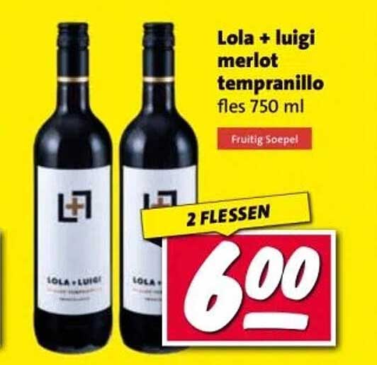 Lola + luigi merlot tempranillo fles 750 ml