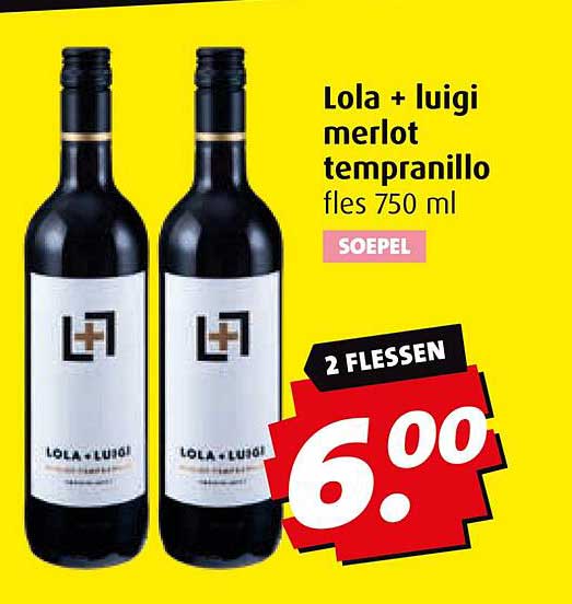 Lola + luigi merlot tempranillo fles 750 ml