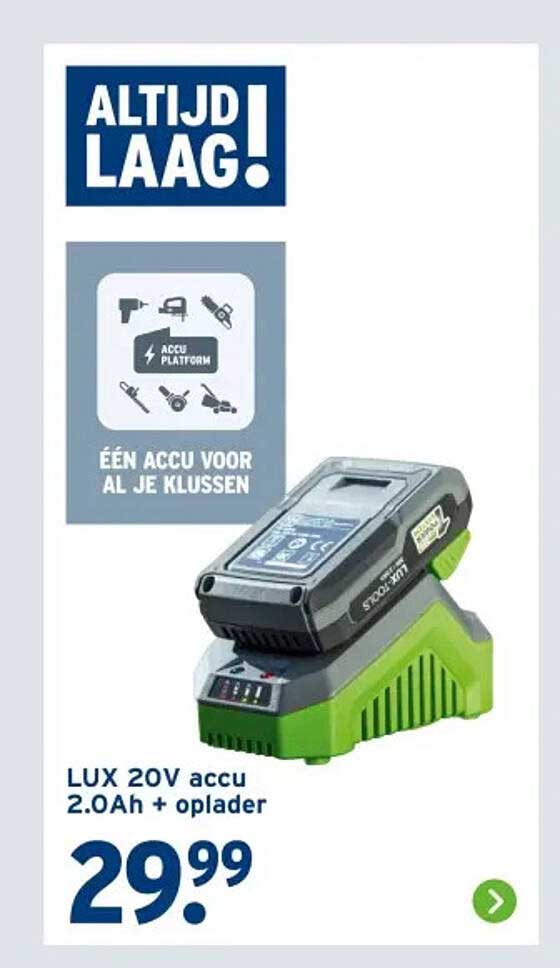 LUX 20V accu 2.0Ah + oplader