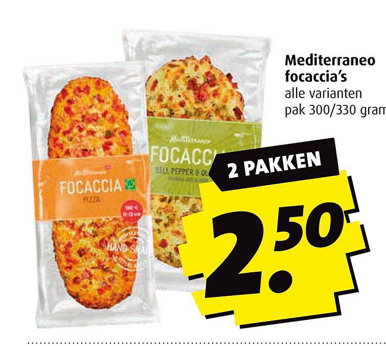 Mediterraneo focaccia’s alle varianten pak 300/330 gram