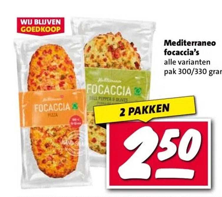 Mediterraneo focaccia’s alle varianten pak 300/330 gram