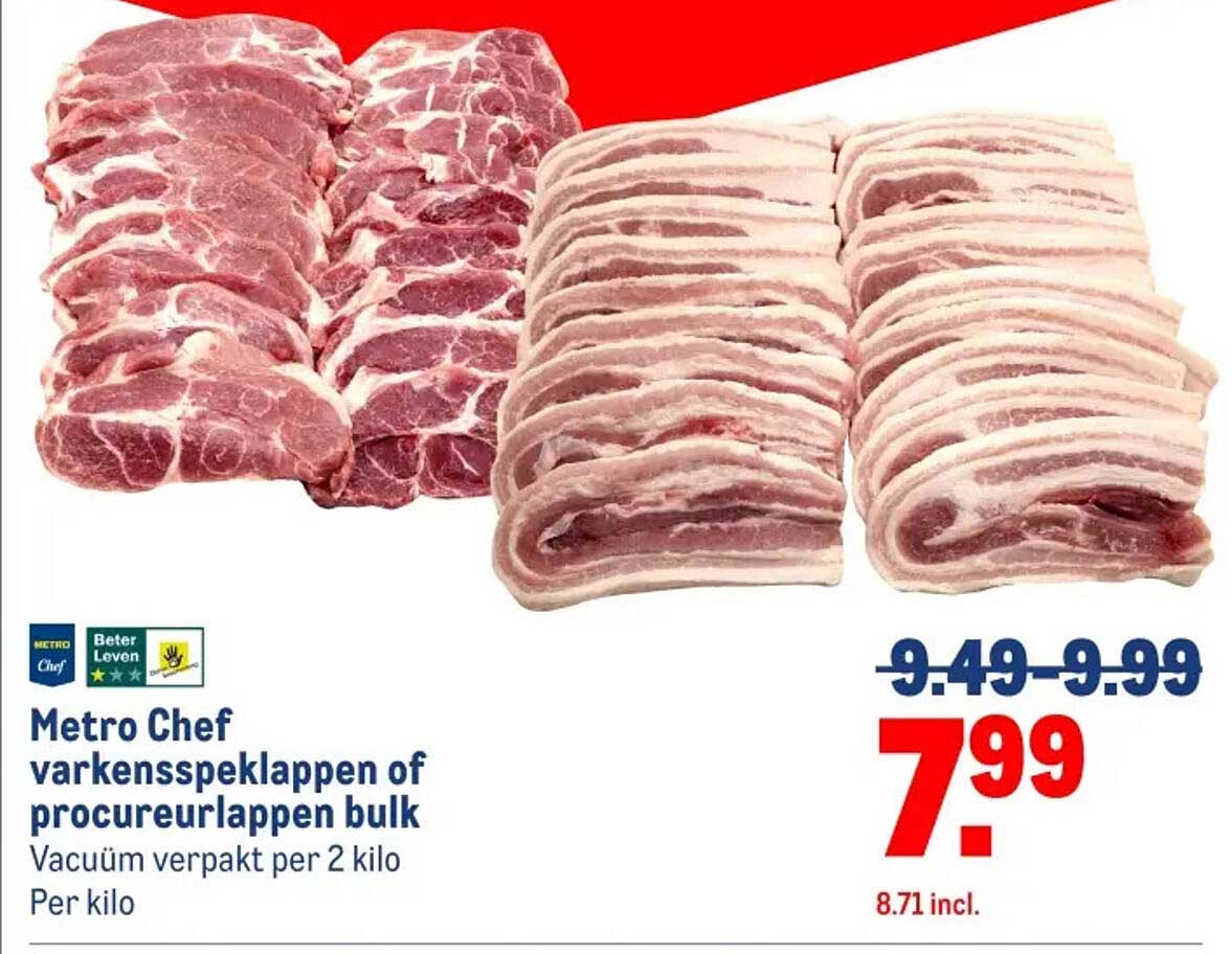 Metro Chef varkensspekklappen of procureurlappen bulk