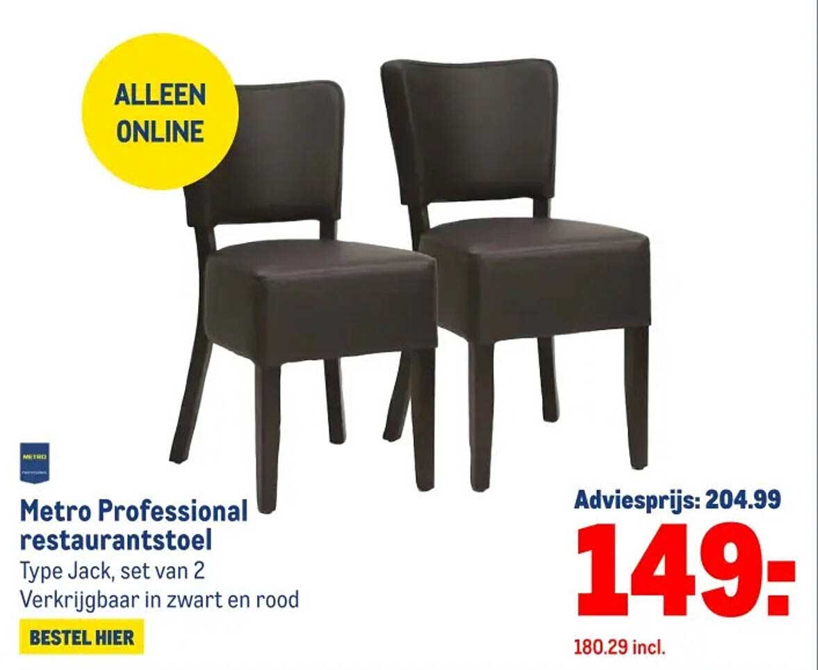Metro Professional restaurantstoel Type Jack, set van 2
