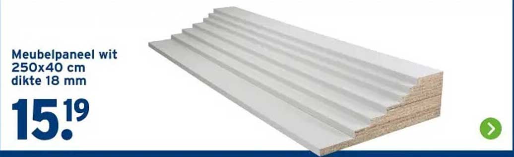 Meubelpaneel wit 250x40 cm dikte 18 mm