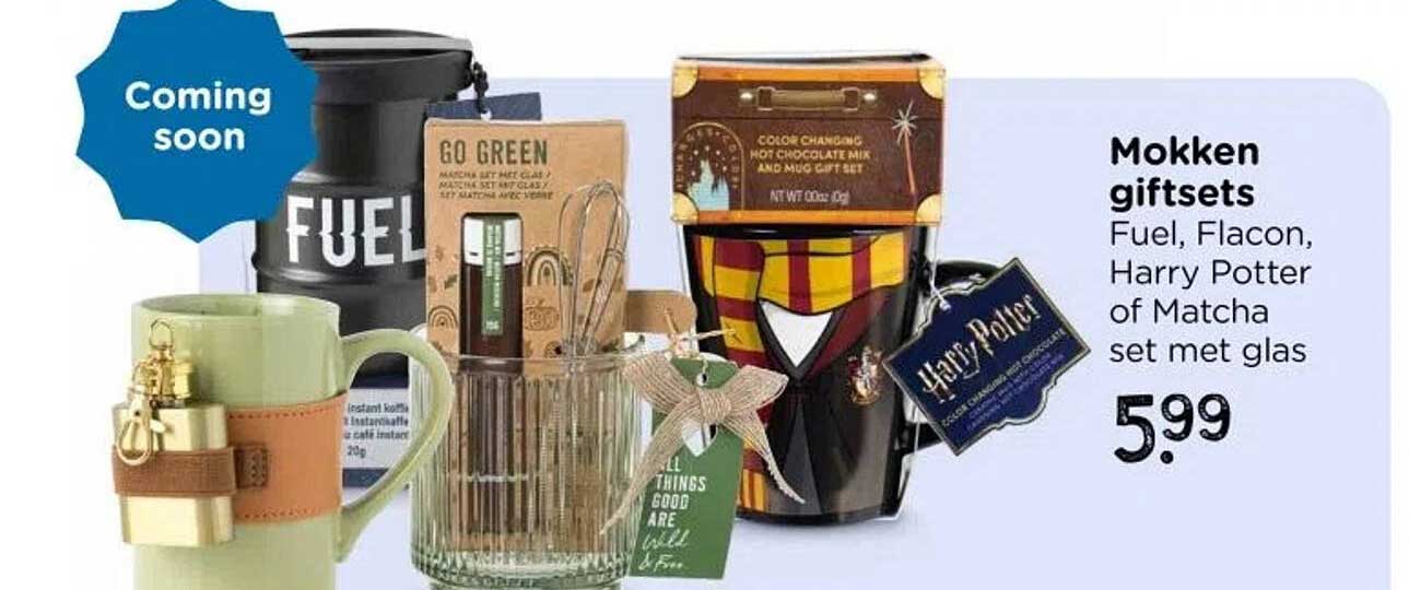 Mokken giftsets Fuel, Flacon, Harry Potter of Matcha set met glas
