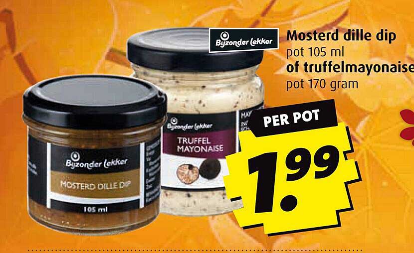 Mosterd dille dip pot 105 ml of truffelmayonaise pot 170 gram