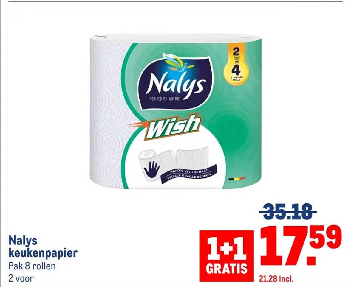 Nalys keukenpapier Pak 8 rollen 2 voor