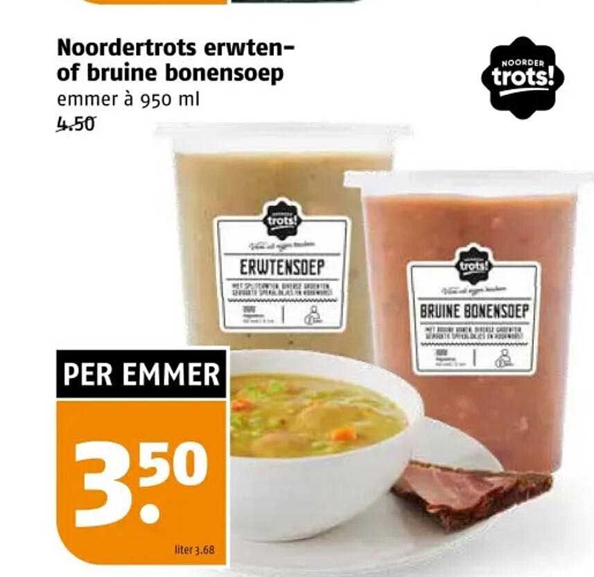 Noordertrots erwten- of bruine bonensoep emmer à 950 ml