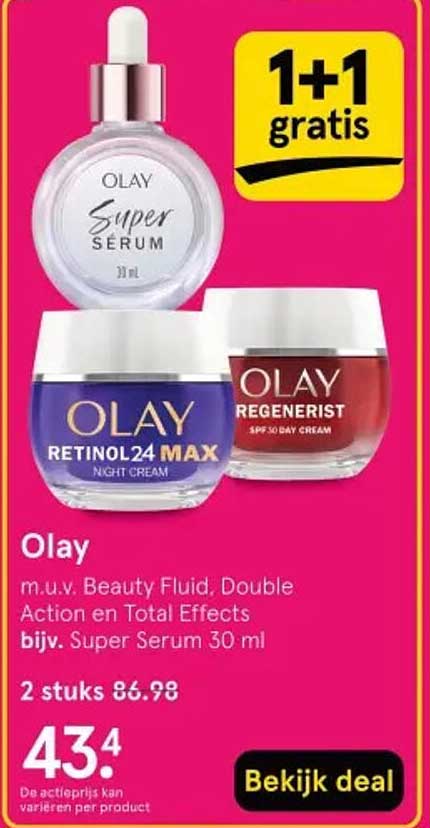 Olay m.u.v. Beauty Fluid, Double Action en Total Effects bijv. Super Serum 30 ml