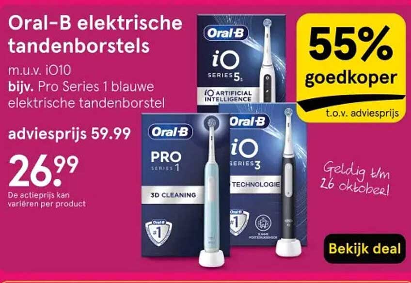 Oral-B elektrische tandenborstels m.u.v. i10 bijv. Pro Series 1 blauwe elektrische tandenborstel
