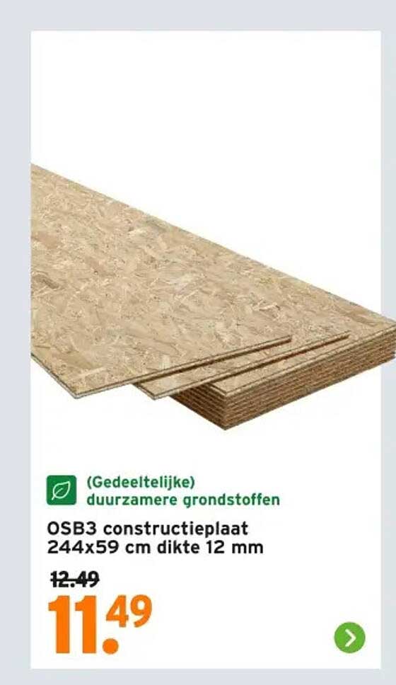 OSB3 constructieplaat 244x59 cm dikte 12 mm