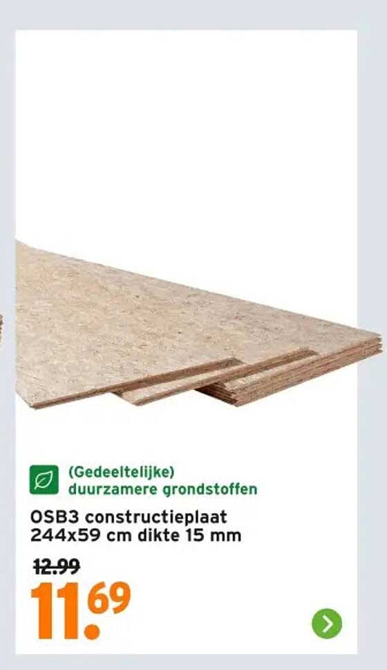 OSB3 constructieplaat 244x59 cm dikte 15 mm