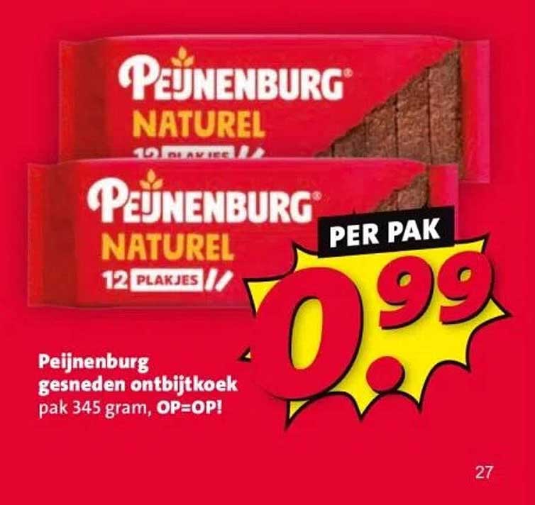 Peijnenburg gesneden ontbijtkoek pak 345 gram, OP=OP!