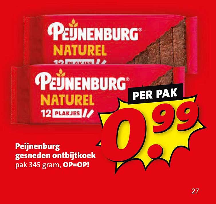Peijnenburg gesneden ontbijtkoek pak 345 gram, OP=OP!