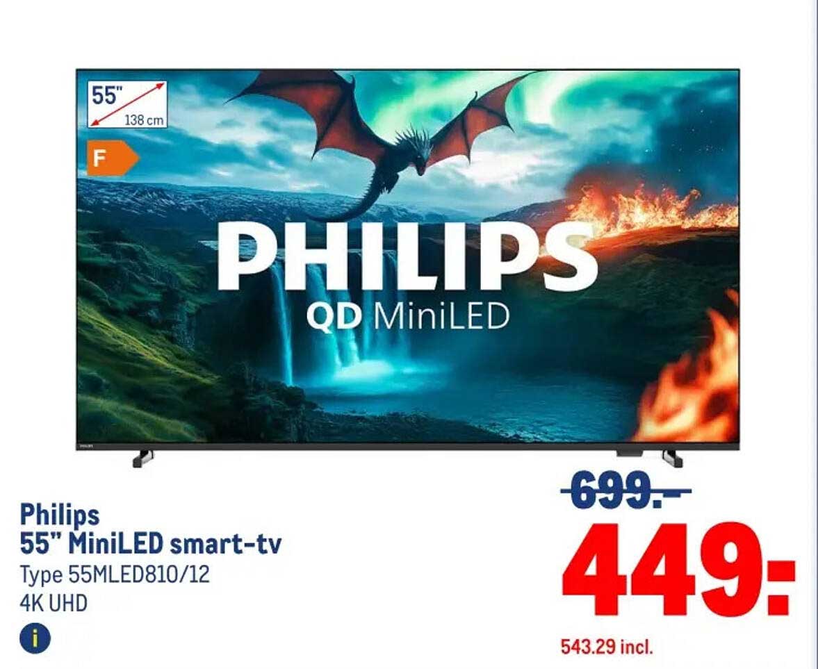 Philips 55” MiniLED smart-tv Type 55MLED810/12 4K UHD