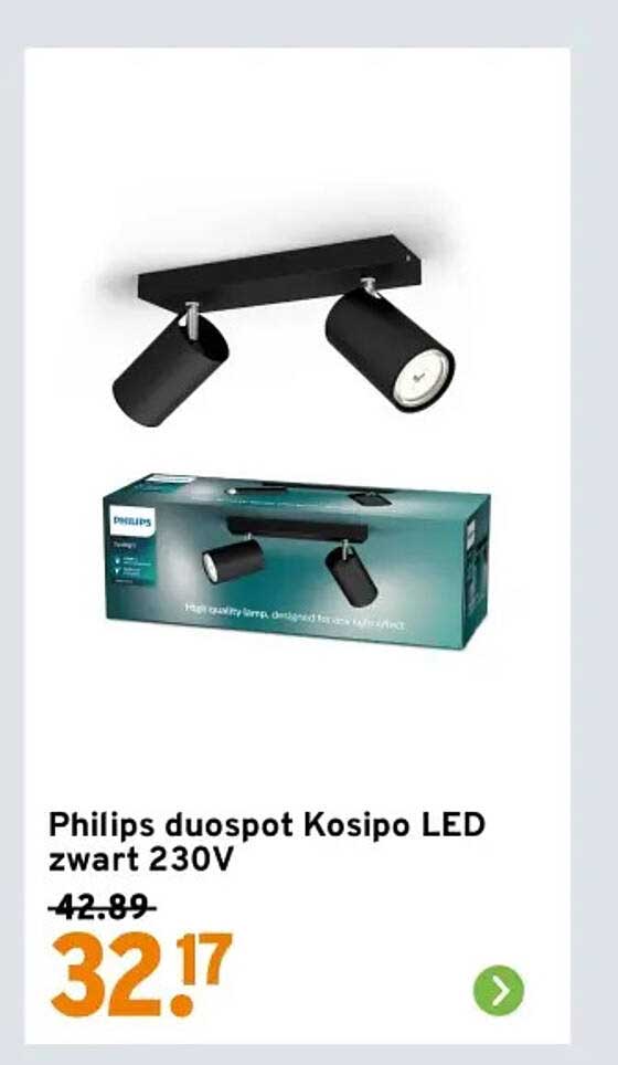 Philips duospot Kosipo LED zwart 230V