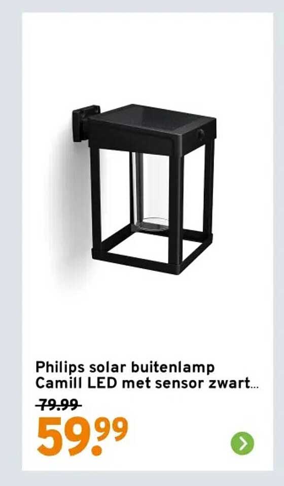 Philips solar buitenlamp Camill LED met sensor zwart...