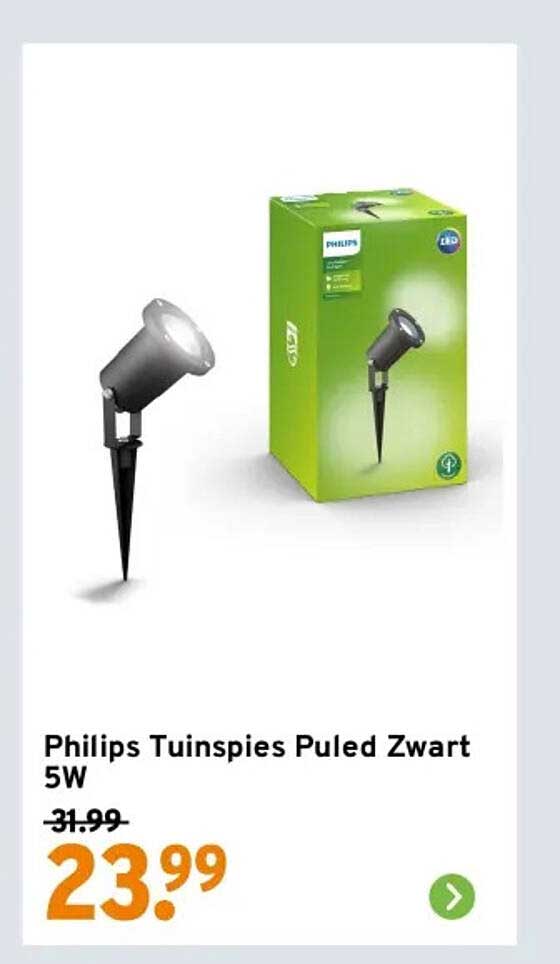 Philips Tuinspies Puled Zwart 5W