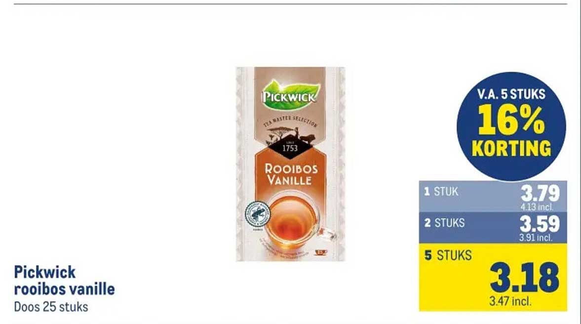 Pickwick rooibos vanille Doos 25 stuks
