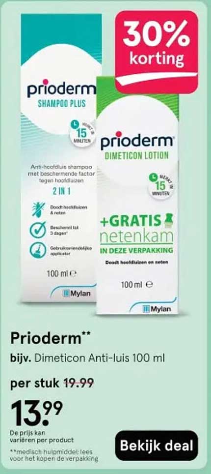 Prioderm** bijv. Dimeticon Anti-luis 100 ml