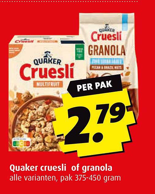Quaker cruesli of granola