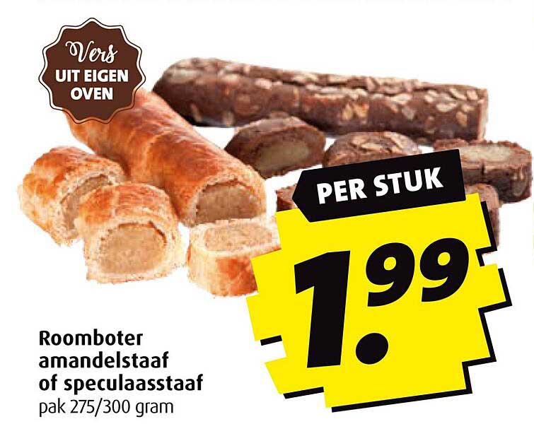 Roomboter amandelstaaf of speculaasstaaf pak 275/300 gram