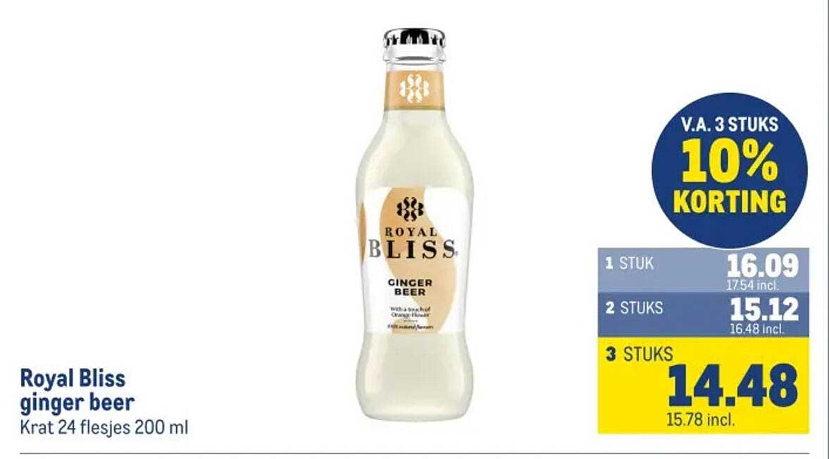 Royal Bliss ginger beer Krat 24 flesjes 200 ml