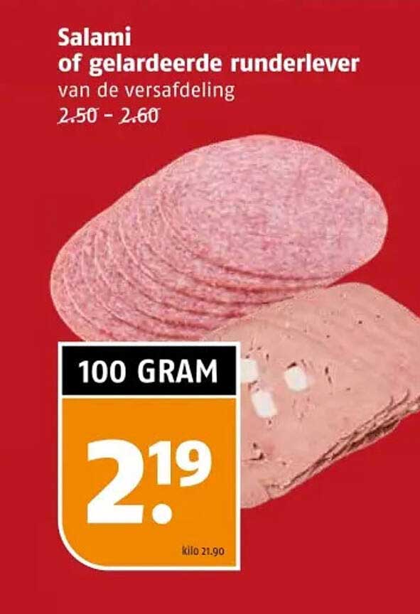 Salami of gelardeerde runderlever van de versafdeling