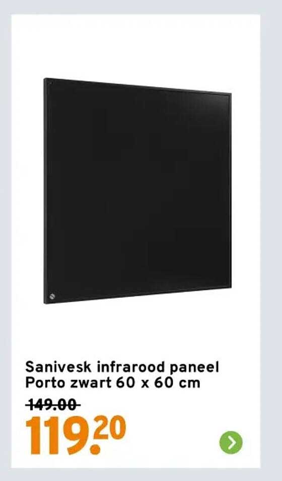 Sanivesk infrarood paneel Porto zwart 60 x 60 cm