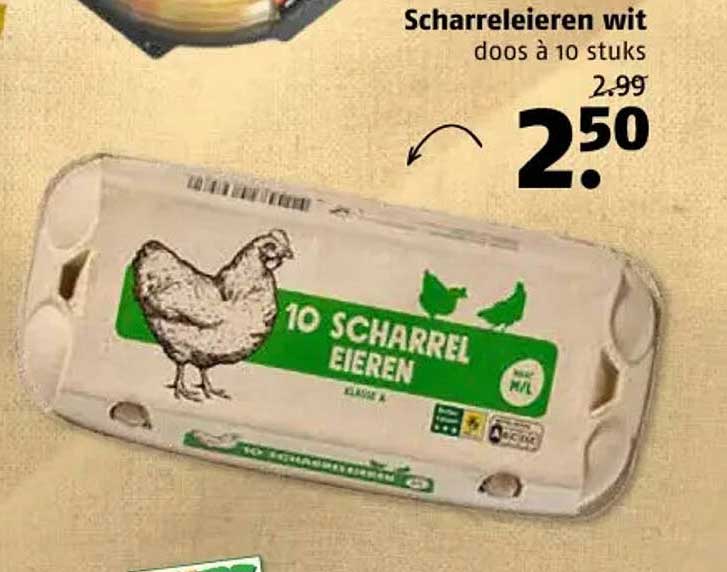 Scharreleieren wit doos à 10 stuks