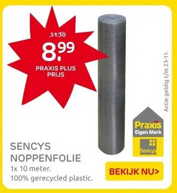 SENCYS NOPPENFOLIE 1x 10 meter. 100% gerecycled plastic.