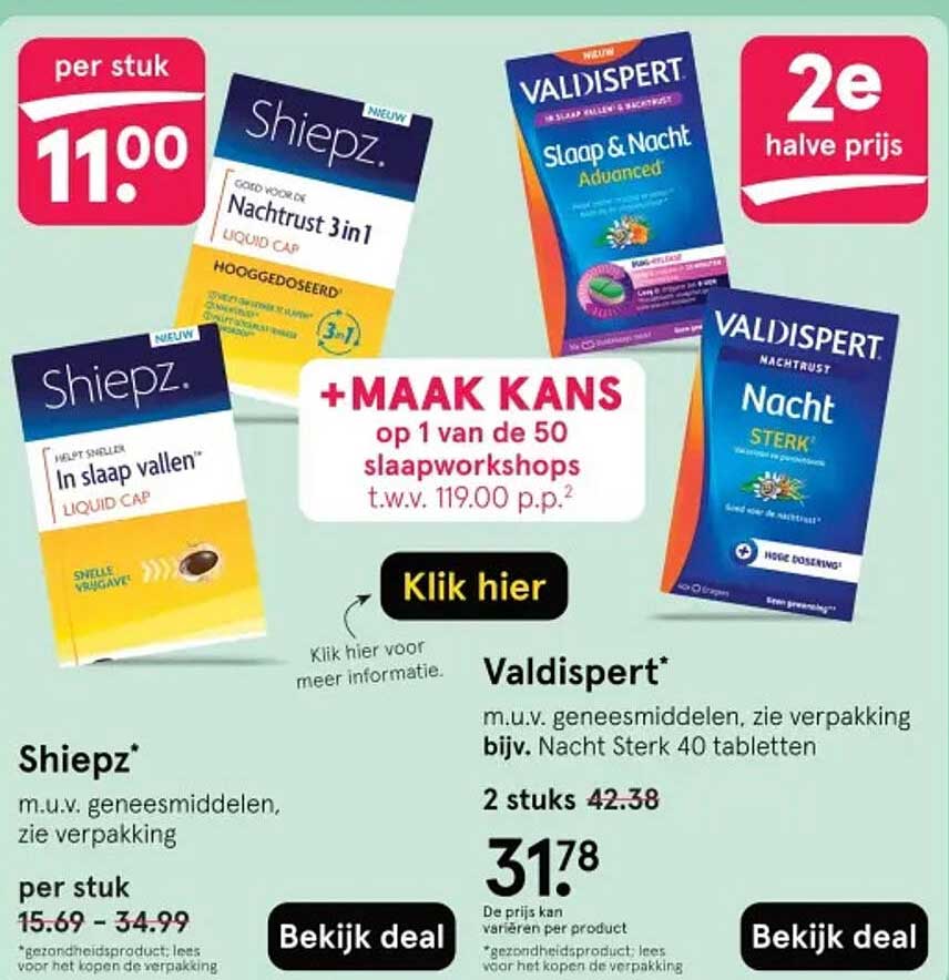 Shiepz en Valdispert Slaap & Nacht aanbiedingen