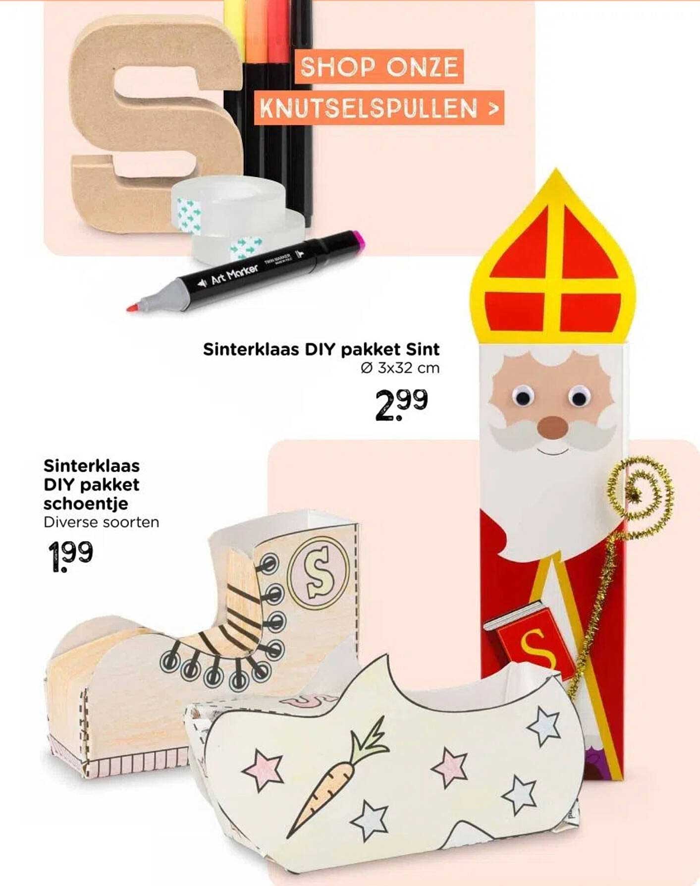 Sinterklaas DIY pakket Sint Ø 3x32 cm en Sinterklaas DIY pakket schoentje Diverse soorten