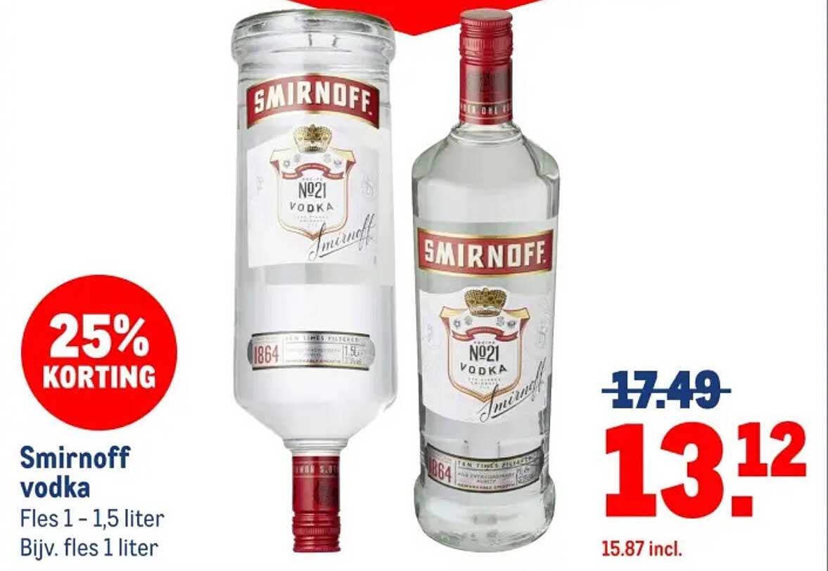 Smirnoff vodka Fles 1 - 1,5 liter