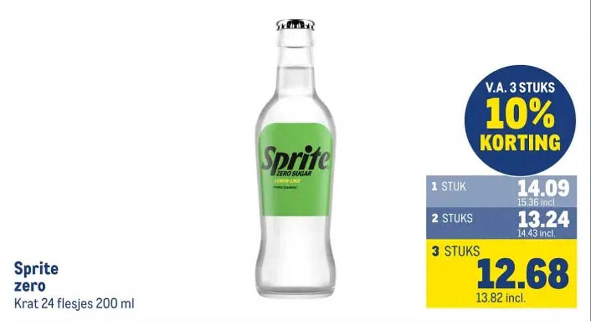 Sprite zero Krat 24 flesjes 200 ml