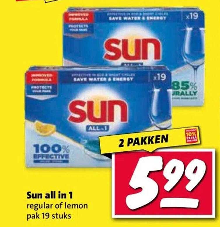 Sun all in 1 regular of lemon pak 19 stuks