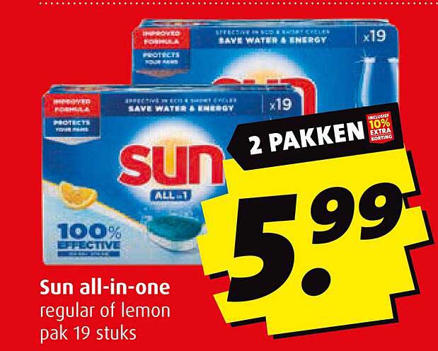 Sun all-in-one regular of lemon pak 19 stuks