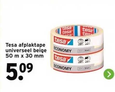 Tesa afplaktape universeel beige 50 m x 30 mm
