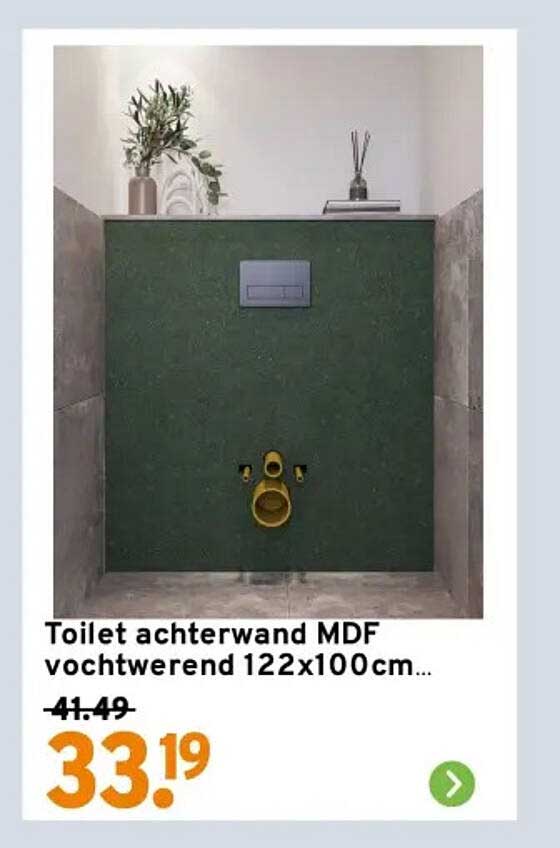 Toilet achterwand MDF vochtwerend 122x100cm