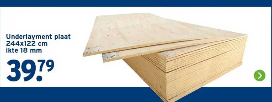 Underlayment plaat 244x122 cm ikte 18 mm
