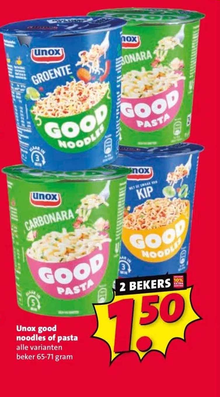 Unox good noodles of pasta alle varianten beker 65-71 gram